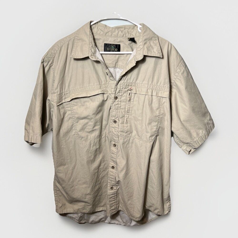 Red Head Fishing Shirt Mens XL Teal Tan/Khaki Outdoors Hike Walk Button Down